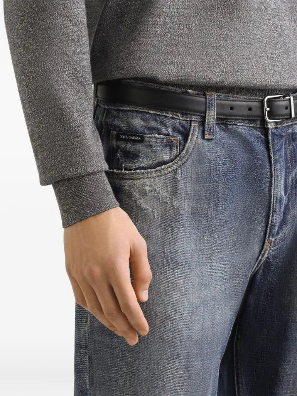 D&G Faded Effect Logo Jeans